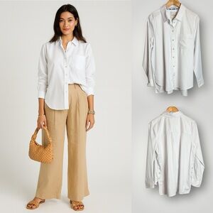 Casa Cabana | Button Front Top Size Large Long Sleeve Side Buttons White